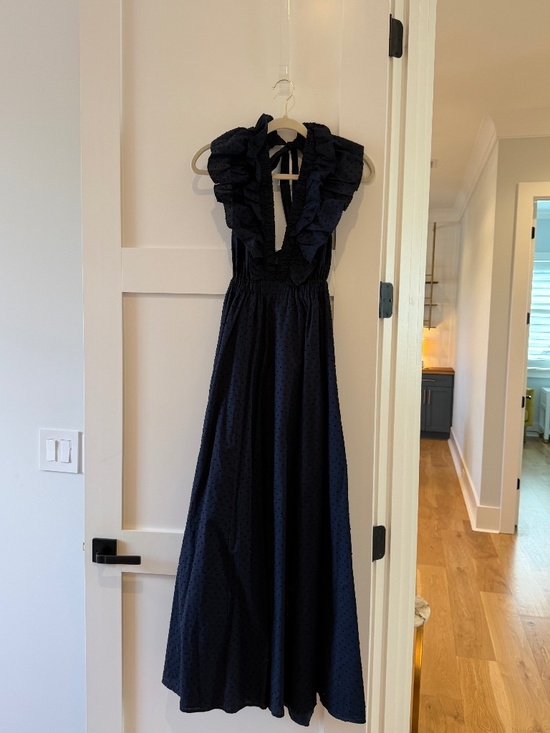 sundays Dresses & Skirts - Sundays - Deep Navy Ruffle V-Neck Maxi Dress Size S